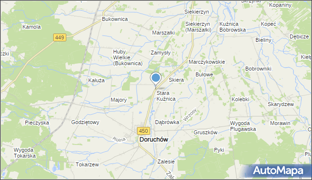 mapa Stara Kuźnica, Stara Kuźnica gmina Doruchów na mapie Targeo